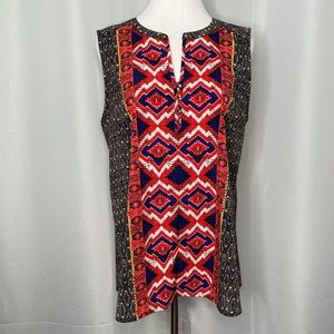 Kenar split neck geo print tank